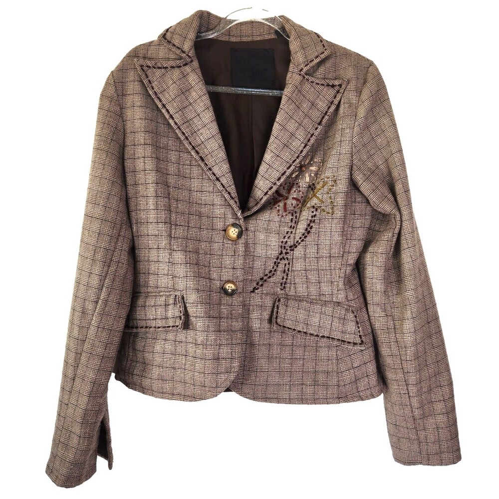 Le Temps Des Cerises Women's Wool Blend Jacket Floral Embroidery Sz S